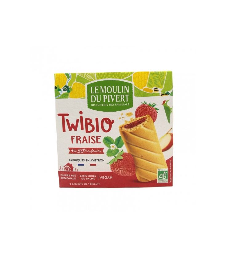 Biscuits Twibio fourrés à la fraise bio & vegan