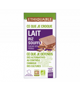 Chocolat Lait Riz soufflé bio & équitable