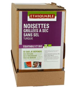 DATE PROCHE - Noisettes grillées à sec SANS SEL bio & équitables VRAC RHD 4 kg
