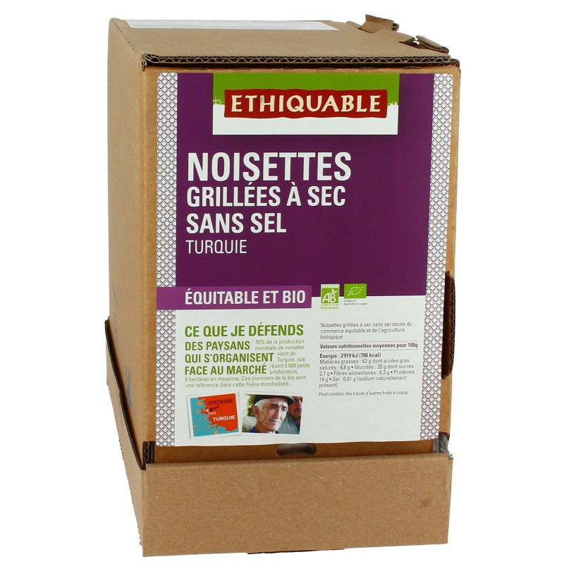 Noisettes grillées à sec SANS SEL bio & équitables 4kg