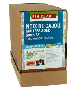 Noix de Cajou Grillées à Sec SANS SEL bio & équitable VRAC RHD 3 kg
