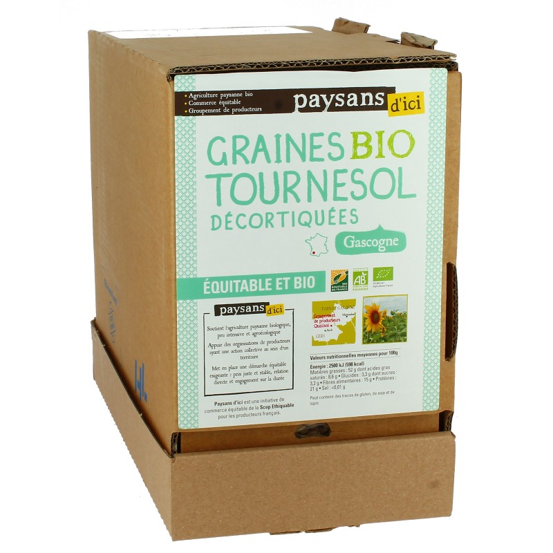Graines de tournesol décortiquées de Gascogne bio & équitable