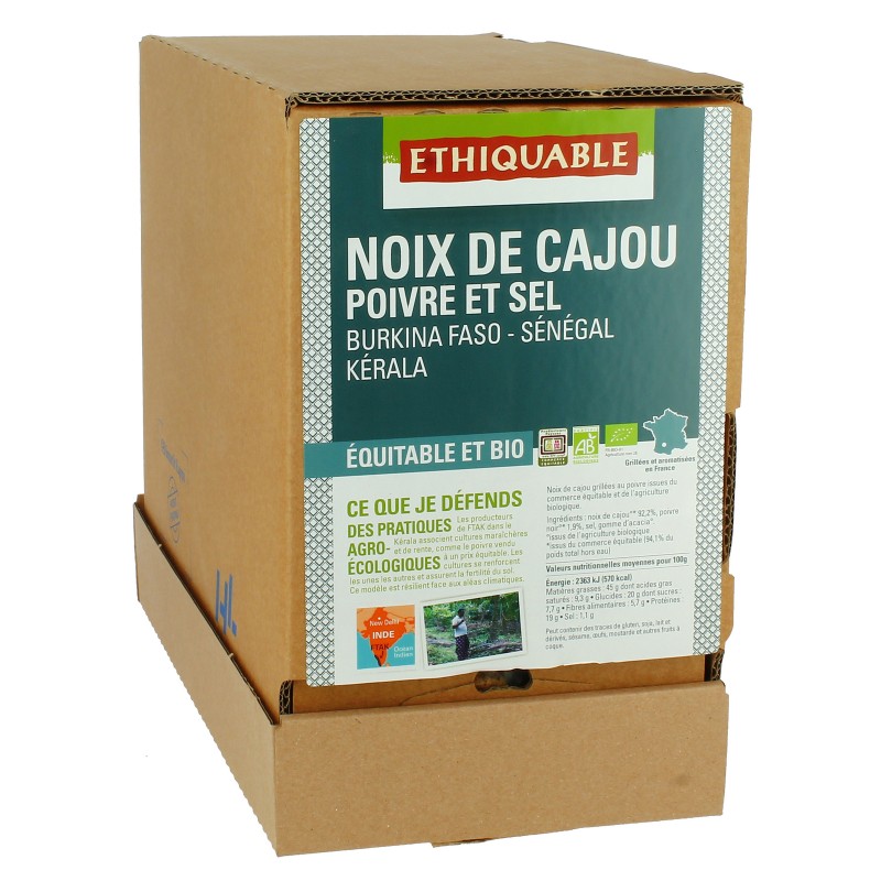 Noix de Cajou Grillées à Sec SANS SEL bio & équitable 40 g