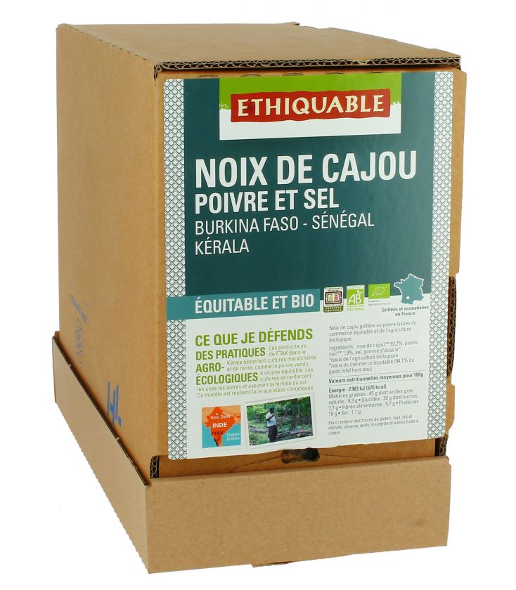 Noix de Cajou Grillées à Sec SANS SEL bio & équitable 40 g