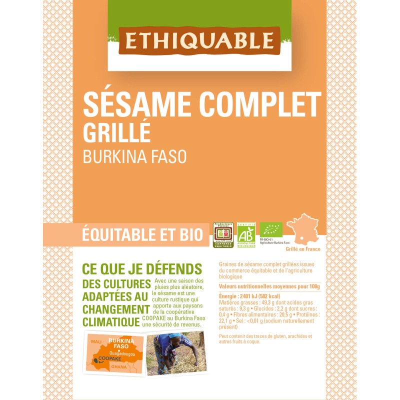 Sésame complet Grillé bio & équitable RHD 4,5 kg