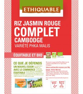 Riz Jasmin Rouge Complet du Cambodge bio & équitable RHD 5 kg