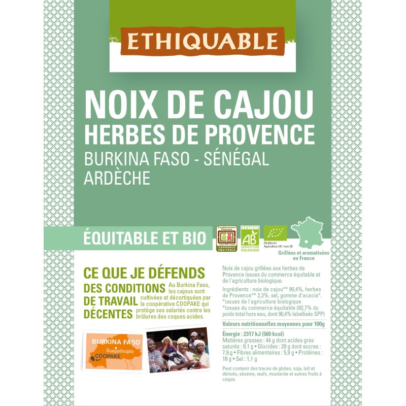 Noix de Cajou Grillées à Sec SANS SEL bio & équitable 40 g