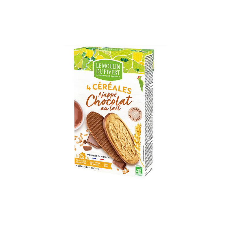 P'tit Dej 4 céréales nappés chocolat au lait - 150g
