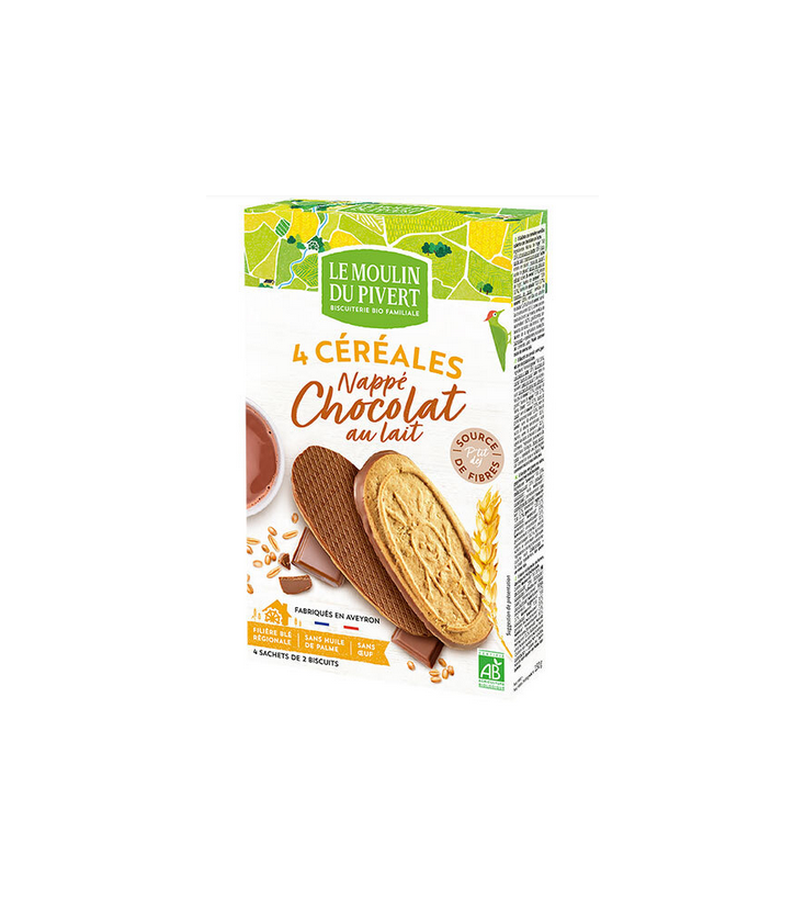 P'tit Dej 4 céréales nappés chocolat au lait - 150g