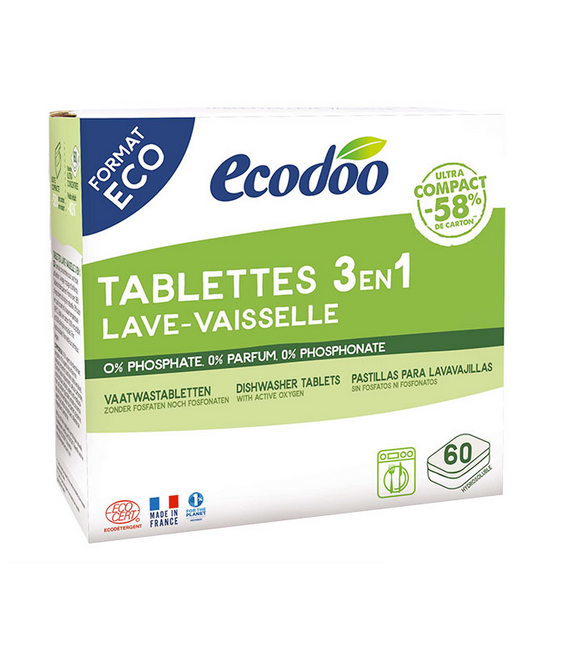 Tablettes lave-vaisselle écologiques hydrosolubles à l'oxygène actif