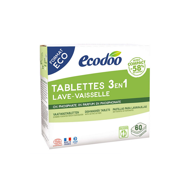 Tablettes lave-vaisselle écologiques hydrosolubles à l'oxygène actif
