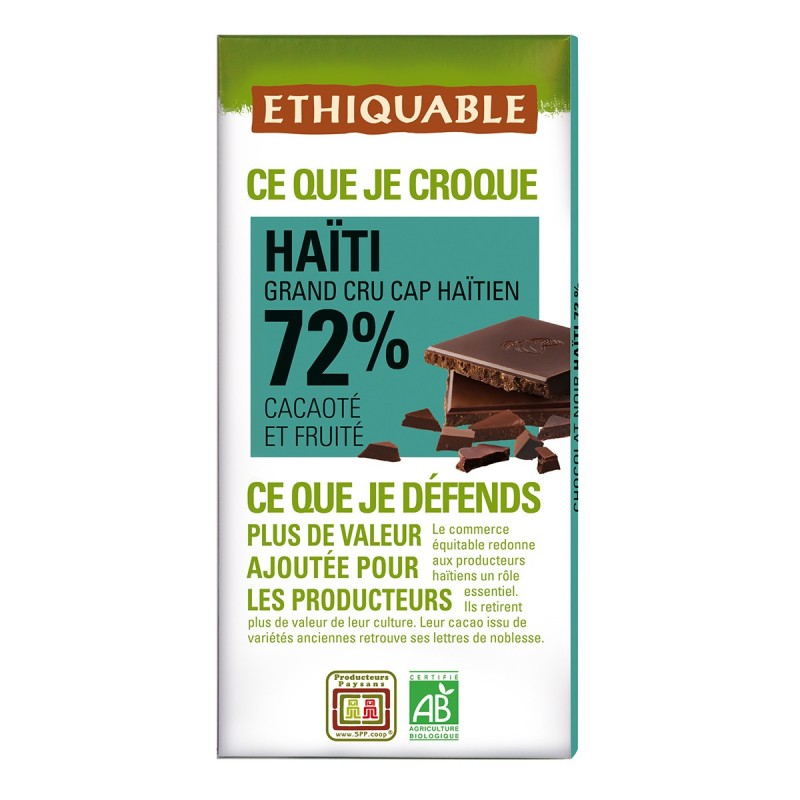 Chocolat Noir Grand Cru 72% bio & équitable