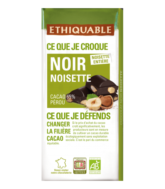 Chocolat Noir Noisettes Entières Pérou bio & équitable