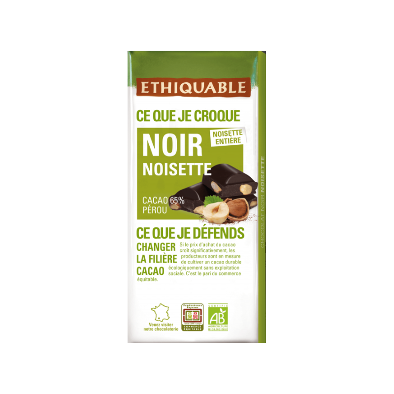 Chocolat Noir Noisettes Entières Pérou bio & équitable