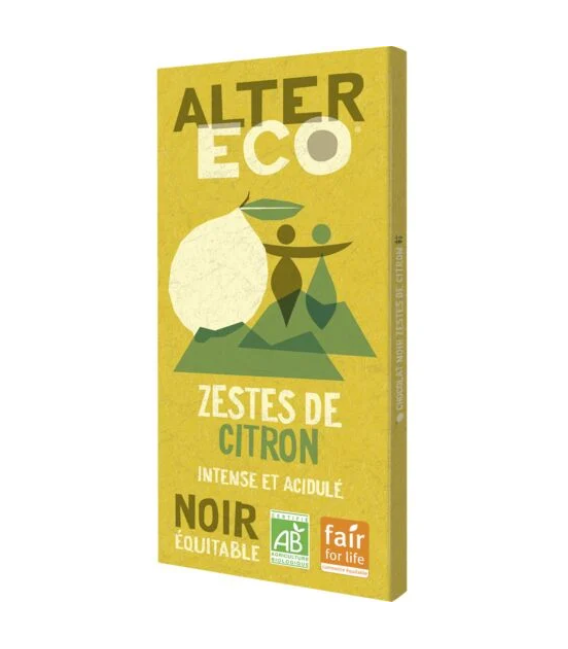 Chocolat NOIR Zestes de Citron bio et équitable