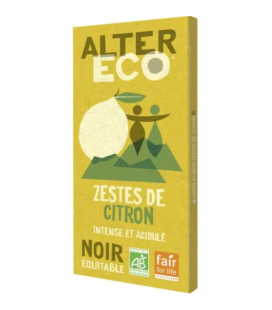 Chocolat NOIR Zestes de Citron bio et équitable