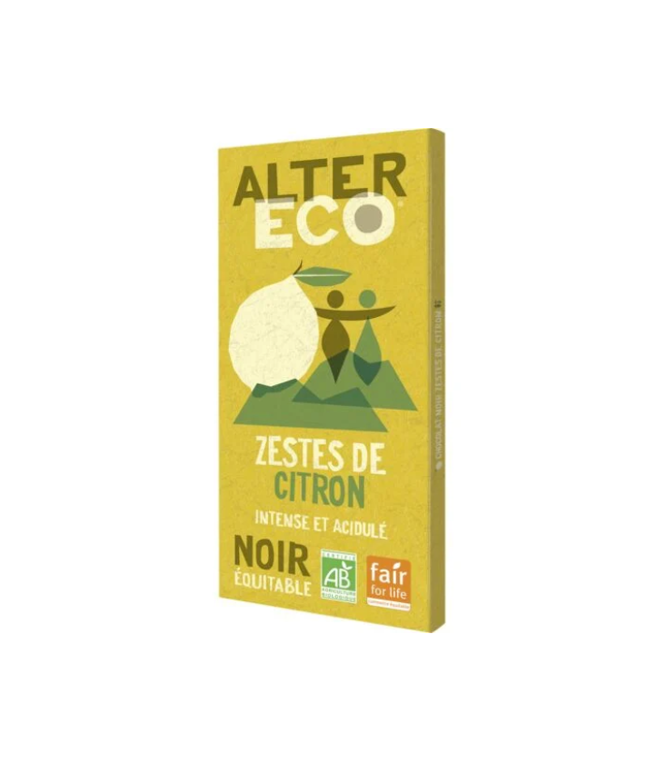 Chocolat NOIR Zestes de Citron bio et équitable