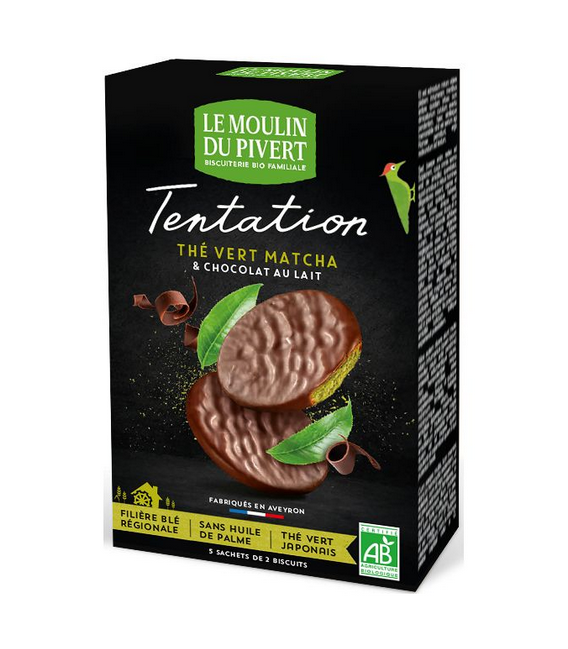 Biscuits Tentation au chocolat au lait et thé vert matcha Bio & équitable