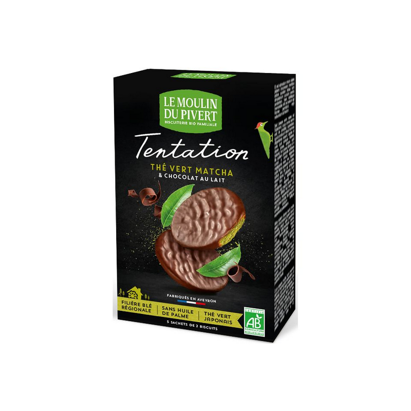 Biscuits Tentation au chocolat au lait et thé vert matcha Bio & équitable