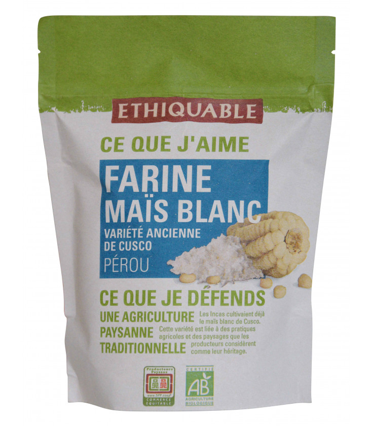 Farine de maïs blanc bio & équitable - sans gluten, bio & équitable