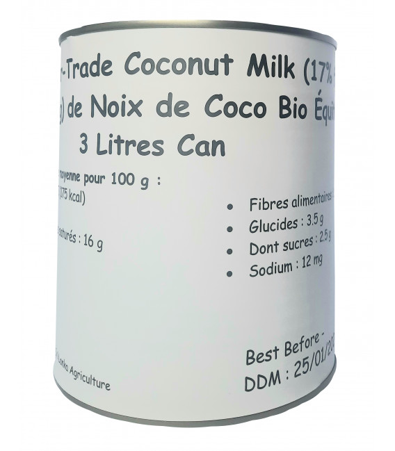 Lait de Coco bio 17% - 3L