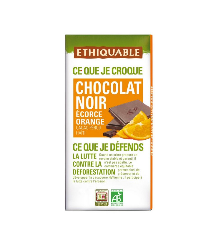 Chocolat Noir Ecorce d'orange bio & équitable