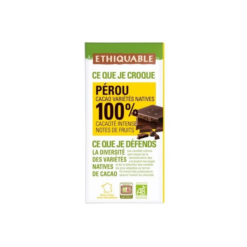 Chocolat noir 70% Café Arabica Pérou bio & équitable