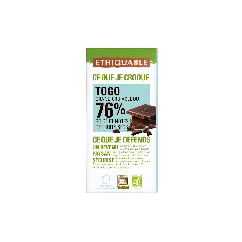 Chocolat noir 70% Café Arabica Pérou bio & équitable