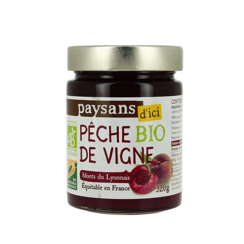Confiture extra Pêche de vigne bio & équitable