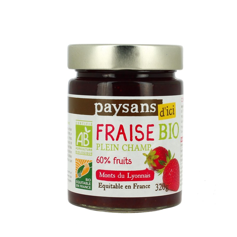 Confiture extra Fraises des Monts du Lyonnais bio & équitable