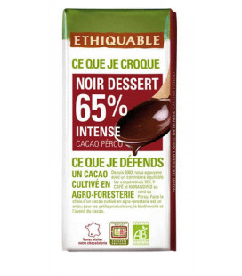 Chocolat Noir dessert 65% bio & équitable