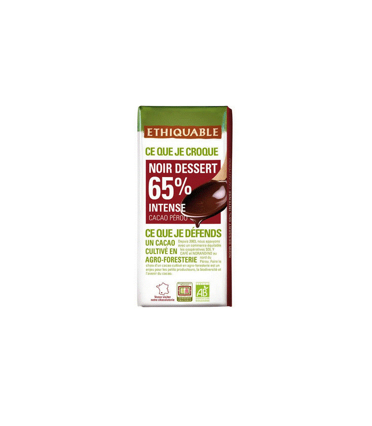 Chocolat Noir dessert 63% bio & équitable