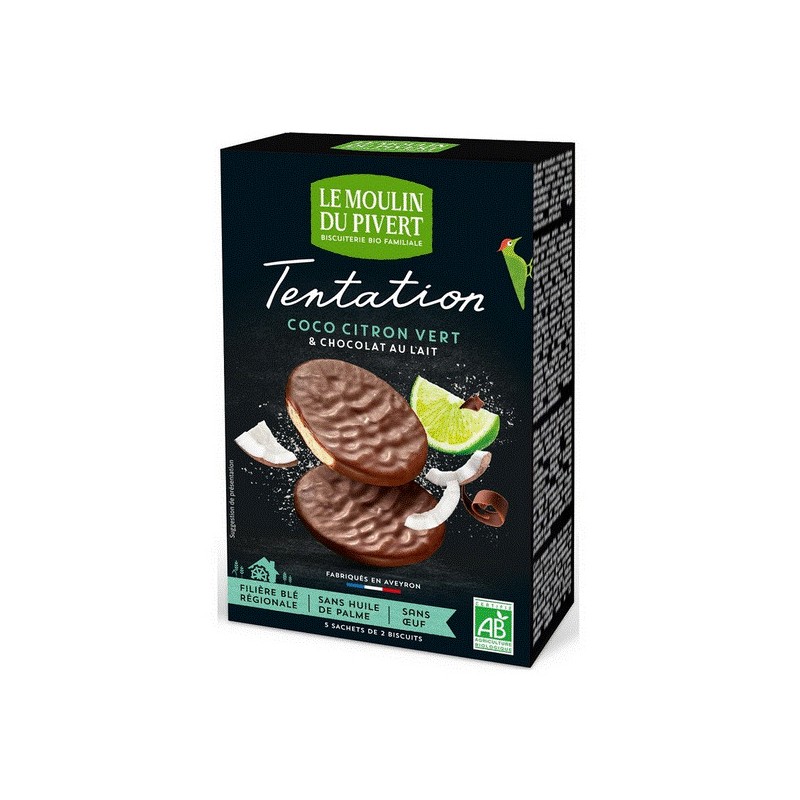 Biscuits Tentation au chocolat au lait et thé vert matcha Bio & équitable
