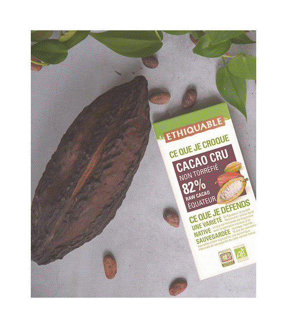 Cacao cru non torréfié 82% de cacao bio & équitable