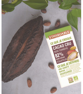 Cacao cru non torréfié 82% de cacao bio & équitable