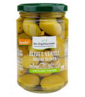 Olives vertes bio dénoyautées à l'huile