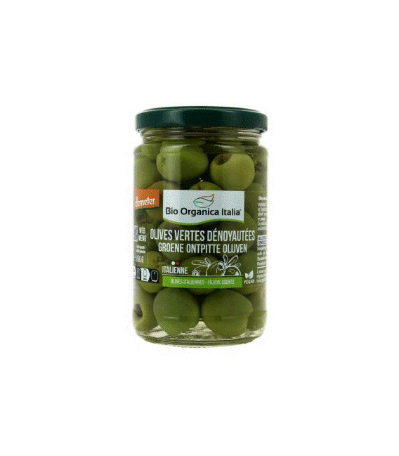 Olives vertes bio dénoyautées à l'huile