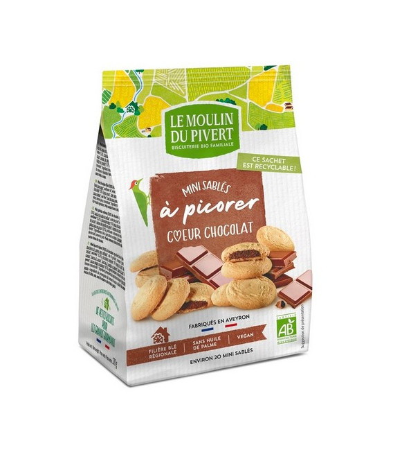 Mini Sables cœur Chocolat Bio Moulin du Pivert