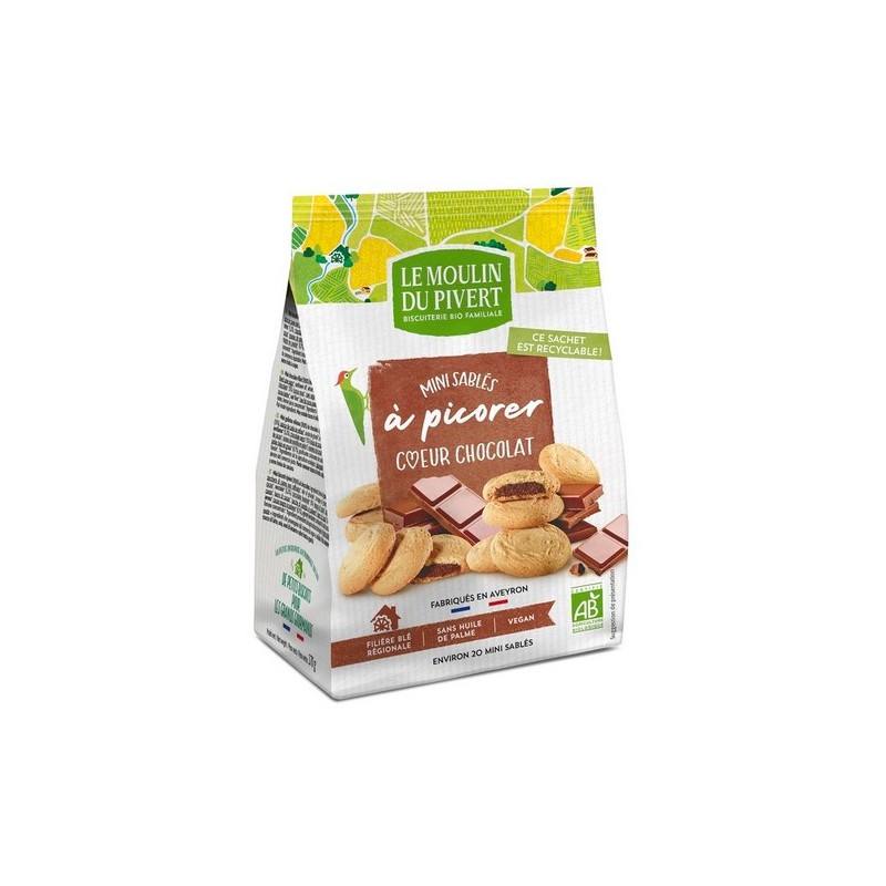 Mini Sables cœur Chocolat Bio Moulin du Pivert