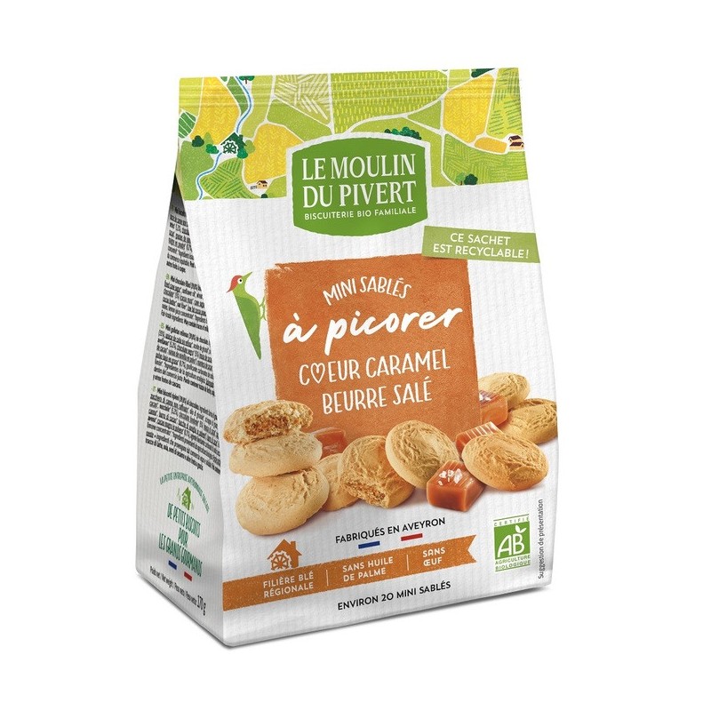 Mini Sables cœur Caramel Bio Moulin du Pivert