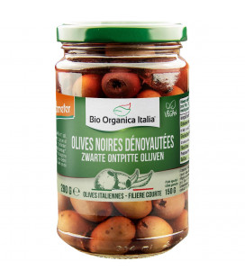 Olives noires bio dénoyautées en saumure