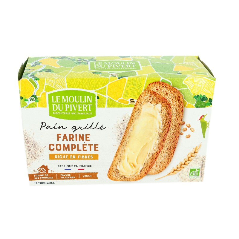 Pain grillé à la farine complète bio