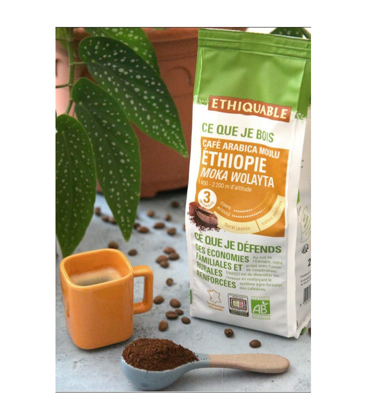 Café Éthiopie Moka Sidamo MOULU bio & équitable