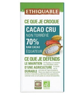 Cacao cru non torréfié 70% de cacao bio & équitable