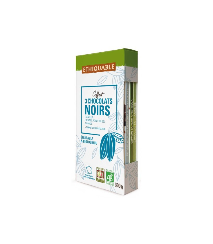 Coffret 3 tablettes de chocolat noir bio & équitable - DERNIERS STOCKS