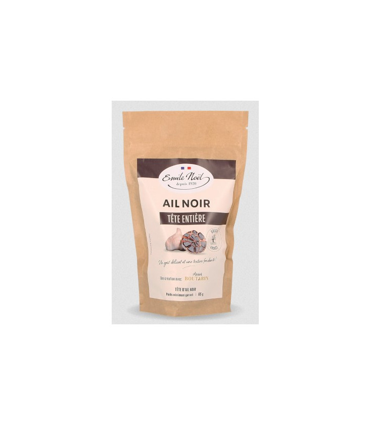 Tête entière et gousses d'ail noir Bio en sachet