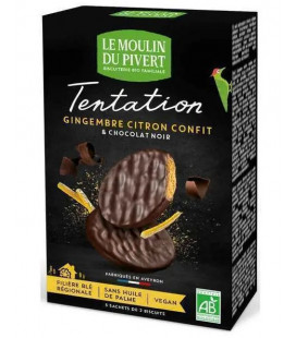 Biscuits Tentation au chocolat noir, gingembre et citron confit vegan, bio & équitable