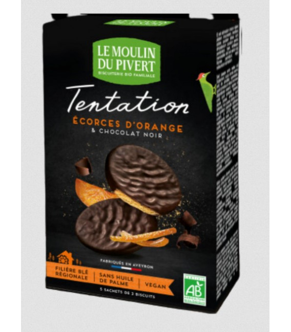 Biscuits Tentation au chocolat noir et écorces d'orange Vegan, bio & équitable
