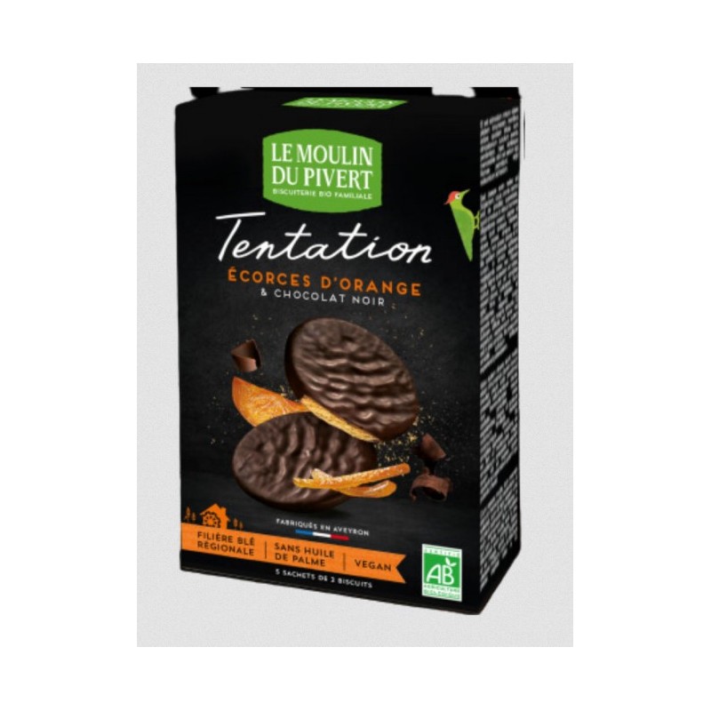 Biscuits Tentation au chocolat noir et écorces d'orange Vegan, bio & équitable