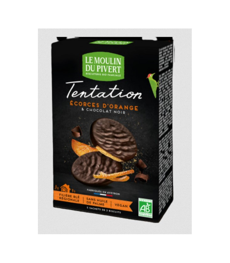 Biscuits Tentation au chocolat noir et écorces d'orange Vegan, bio & équitable